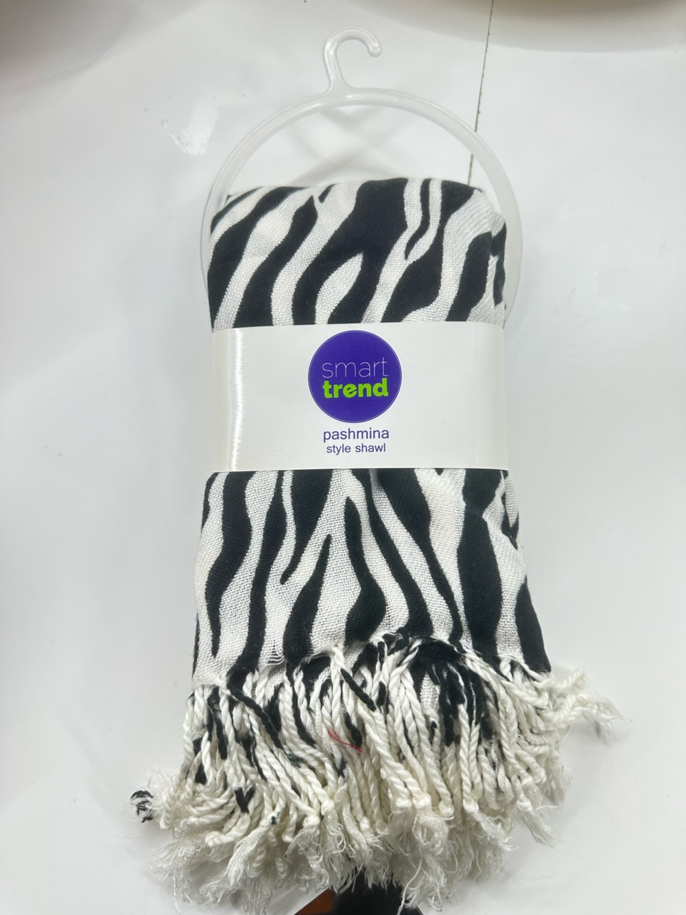 Black & White Zebra Pashmina-Style Shawl